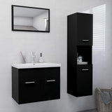 Set Mobili da Bagno Nero in Legno truciolato