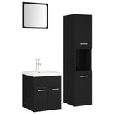 Set Mobili da Bagno Nero in Legno truciolato