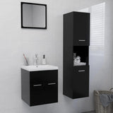 Set Mobili da Bagno Nero in Legno truciolato