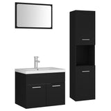 Set Mobili da Bagno Nero in Legno truciolato