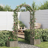 Pergola da Giardino con Fioriera Grigio Legno Massello di Abete