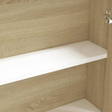 Armadietto a Specchio per Bagno 60x15x75 cm MDF Bianco e Rovere