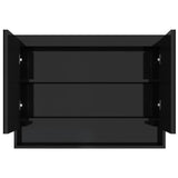 Armadietto Bagno con Specchio 80x15x60 cm in MDF Nero Lucido