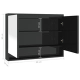 Armadietto Bagno con Specchio 80x15x60 cm in MDF Nero Lucido