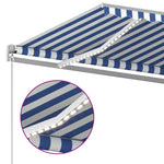 Tenda da Sole Retrattile Manuale con LED 400x300cm Blu e Bianco