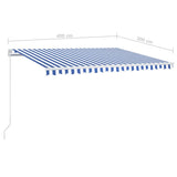 Tenda da Sole Retrattile Manuale con LED 400x300cm Blu e Bianco