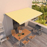 Tenda da Sole Retrattile Automatica 500x300cm Giallo e Bianco