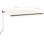 Tenda da Sole Retrattile Manuale con LED 400x350 cm Crema