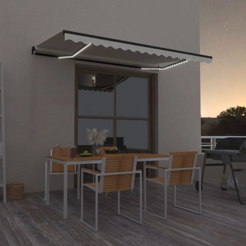 Tenda da Sole Retrattile Manuale con LED 400x350 cm Crema