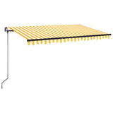 Tenda da Sole Retrattile Manuale LED 400x350 cm Giallo Bianco