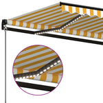 Tenda da Sole Retrattile Manuale LED 400x350 cm Giallo Bianco