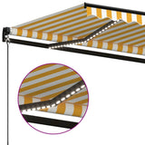 Tenda da Sole Retrattile Manuale LED 400x350 cm Giallo Bianco