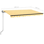 Tenda da Sole Retrattile Manuale LED 400x350 cm Giallo Bianco