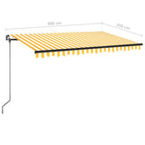 Tenda da Sole Retrattile Manuale LED 400x350 cm Giallo Bianco