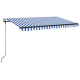 Tenda Automatica con Sensore Vento e LED 400x350 cm Blu Bianca