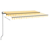 Tenda Automatica Sensore Vento e LED 400x350 cm Gialla Bianca