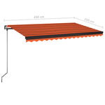 Tenda da Sole Retrattile Manuale LED 450x350 cm Arancio Marrone