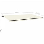 Tenda da Sole Retrattile Manuale con LED 600x350 cm Crema