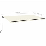 Tenda da Sole Retrattile Manuale con LED 600x350 cm Crema