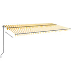 Tenda da Sole Retrattile Manuale LED 600x350 cm Giallo Bianco