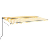 Tenda da Sole Retrattile Manuale LED 600x350 cm Giallo Bianco