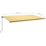 Tenda da Sole Retrattile Manuale LED 600x350 cm Giallo Bianco