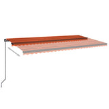 Tenda da Sole Retrattile Manuale LED 600x350 cm Arancio Marrone