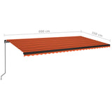 Tenda da Sole Retrattile Manuale LED 600x350 cm Arancio Marrone