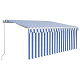 Tenda Sole Retrattile Manuale con Parasole 3x2,5m Blu e Bianco