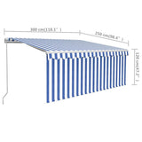Tenda Sole Retrattile Manuale con Parasole 3x2,5m Blu e Bianco