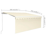 Tenda da Sole Retrattile Manuale con Parasole 3x2,5 m Crema