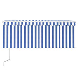 Tenda Automatica Parasole LED Sensore Vento 3x2,5m Blu e Bianco