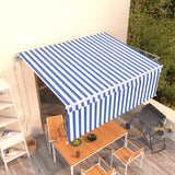 Tenda Sole Retrattile Automatica con Parasole 4x3m Blu Bianco