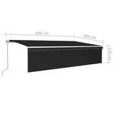Tenda da Sole Retrattile Manuale con LED 6x3 m Antracite