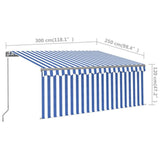 Tenda Sole Retrattile Manuale con Parasole 3x2,5m Blu e Bianco