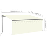 Tenda da Sole Retrattile Manuale con Parasole 3x2,5 m Crema