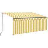 Tenda Sole Retrattile Manuale con Parasole 3x2,5m Gialla Bianca