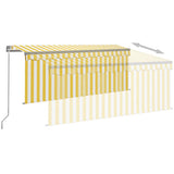 Tenda Sole Retrattile Manuale Parasole LED 3x2,5m Gialla Bianca