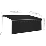 Tenda da Sole Retrattile Manuale con LED 3x2,5 m Antracite