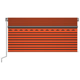 Tenda Sole Retrattile Manuale con LED 3x2,5m Arancione Marrone
