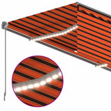 Tenda Sole Retrattile Manuale con LED 3x2,5m Arancione Marrone