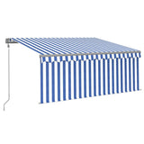 Tenda Sole Retrattile Automatica con Parasole 3x2,5m Blu Bianco
