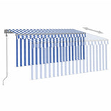 Tenda Sole Retrattile Automatica con Parasole 3x2,5m Blu Bianco