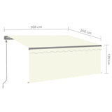 Tenda da Sole Retrattile Automatica con Parasole 3x2,5m Crema