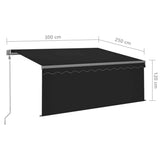 Tenda Sole Retrattile Automatica con Parasole 3x2,5m Antracite