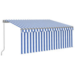 Tenda Sole Retrattile Manuale con LED 3,5x2,5 m Blu e Bianco