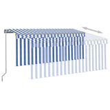 Tenda Sole Retrattile Manuale con LED 3,5x2,5 m Blu e Bianco