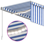 Tenda Sole Retrattile Manuale con LED 3,5x2,5 m Blu e Bianco