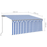 Tenda Sole Retrattile Manuale con LED 3,5x2,5 m Blu e Bianco