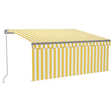 Tenda da Sole Retrattile Parasole LED 3,5x2,5m Gialla e Bianca